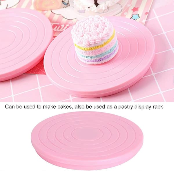 Roterande tårtfat, 2 st Mini 360 graders basställning Display Vridbara bakverktyg Cupcake-dekorationsmaterial - Rosa