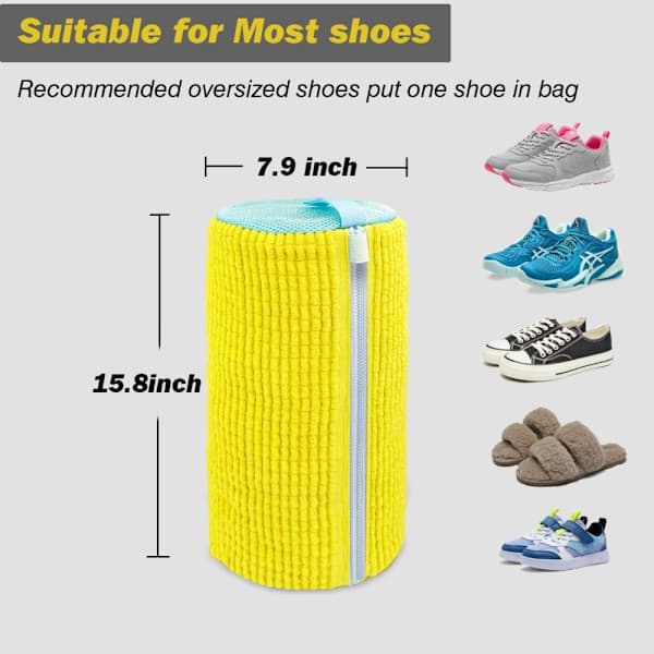 2-pack Shoe Laundry Bag for Washing Machine and Dryer, Reusable Sneaker Cleaning Bag with Microfiber Lining, White White White