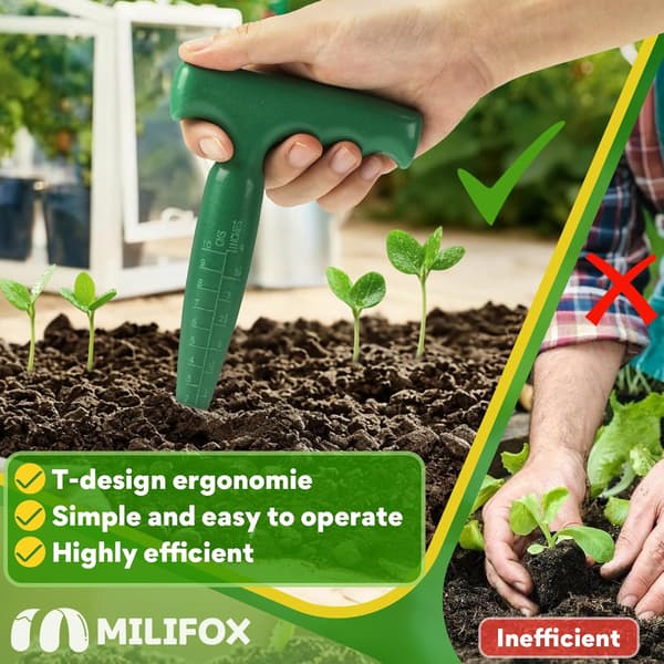 Soil Turning Tool Bulb Planter - Made of plastic with graduations for precise planting, this handheld...