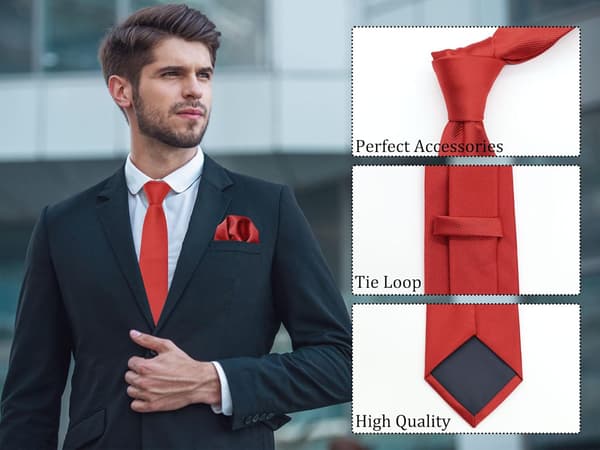 Svarte slips for menn ensfarget slips formelt halsslips for forretningsbryllup rødt - Red