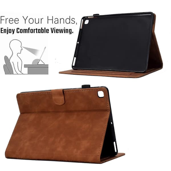 Præget PU-etui til Samsung Galaxy Tab S5e / T720 [DB] Brun Brown