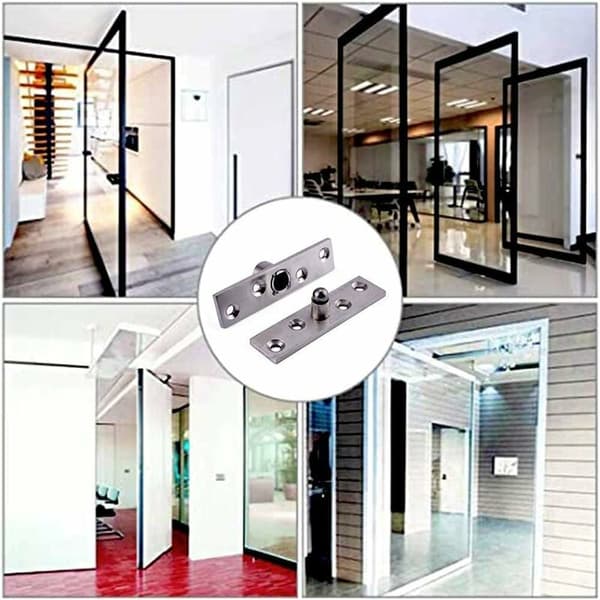 Stainless Steel Pivot Hinge, 360 Degree Hidden Rotating Door Pivot Hinge, Upper Lower Door Hinge, for Cabinet Window Door, 4 Pieces