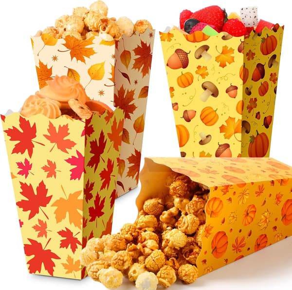 24 stk. høsttakkefest popcornbokser gresskarblader varepakkeantall - item_package_quantity