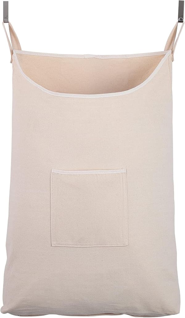 Laundry Collector, Laundry Basket, Door Hanging Laundry Bag with Hooks (Beige)