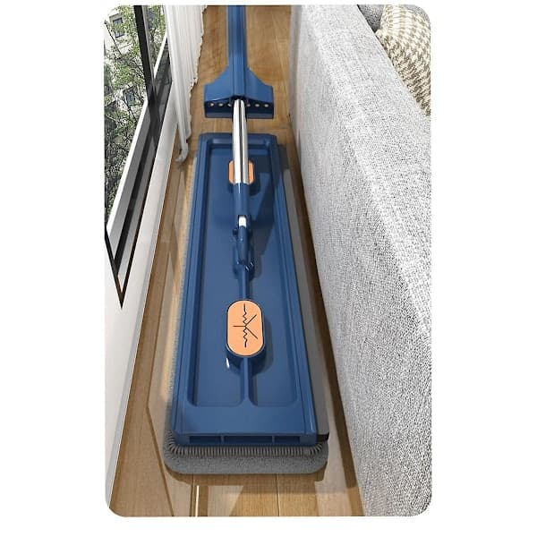 Gulvrengjøringsmopp Håndfri Pressmopp Hjemmerengjøring Mikrofiber Roterende Mopp Gulvvaskebørste Marineblå