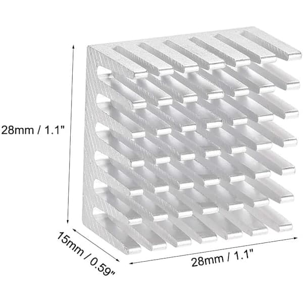 Elektronisk køleplade til MOS GPU IC-chip sølv 28 x 28 x 15 mm 4 stk