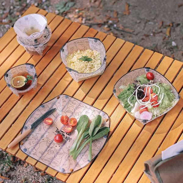 Portable Camping Dinnerware Set - Foldable Plate, Bowl & Mug, Heat Resistant for Outdoor Picnics 3-Piece