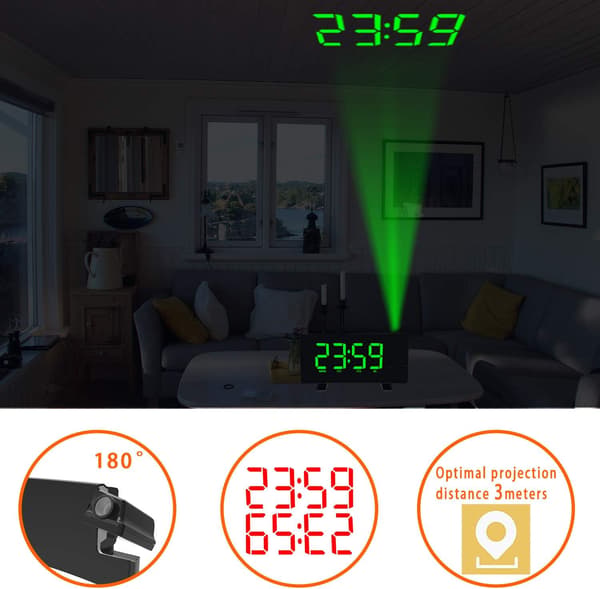Projektionsurradio, 180° loftprojektionsvækkeur,