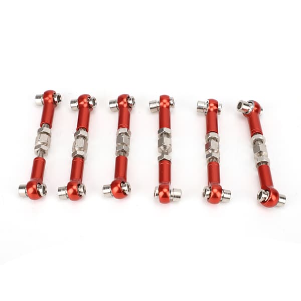 6 stk Justerbare Servolinks Trækstangssæt til RC Bil 1/10 Buggy Touring Bil 47mm Tilbehør rød