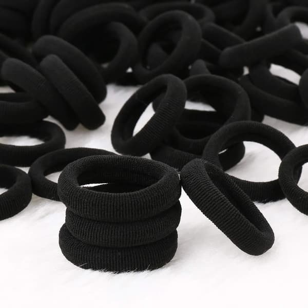 Babyhårbånd, Mini Sømløse Bløde Hestehaleholdere til Småbørn Piger, 200 STK, Sort, 2,5 cm Diameter