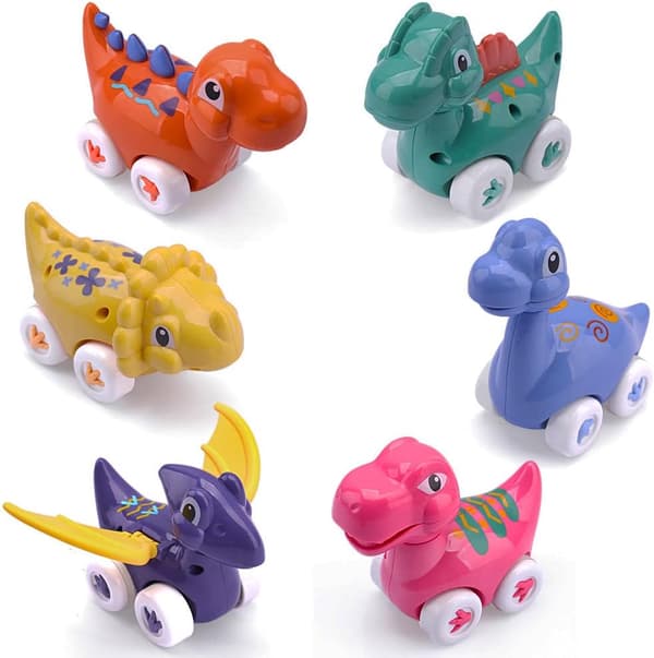 Sæt med 6 dinosaurbiler til småbørn, gaver til børn