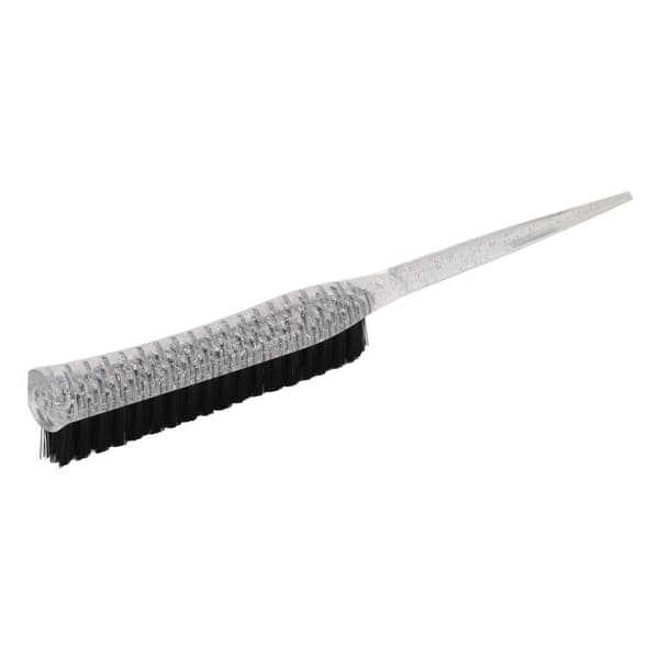 Rat Tail Teasing Brush Glitter Handle Soft Nylon Teasing Brush for Teasing Silver