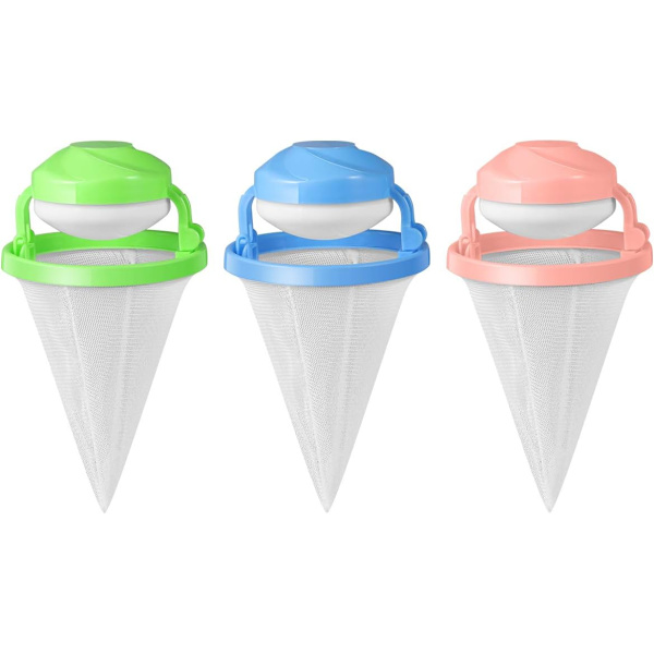 3 stk. hårfjerningsværktøj, netfilterpose, fnugkrave, diverse filter
