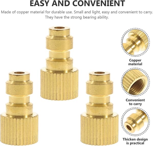 Dækpumpeadapter 3 stk 8mm kobber, guld, 30 Mpa -