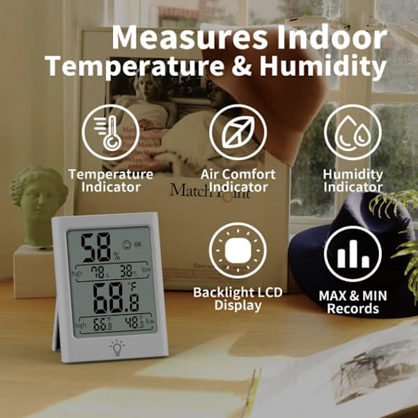 Digitalt indendørs termometer temperaturmåler hygrometer med MAX & MIN fugtigheds- og temperaturregistrering