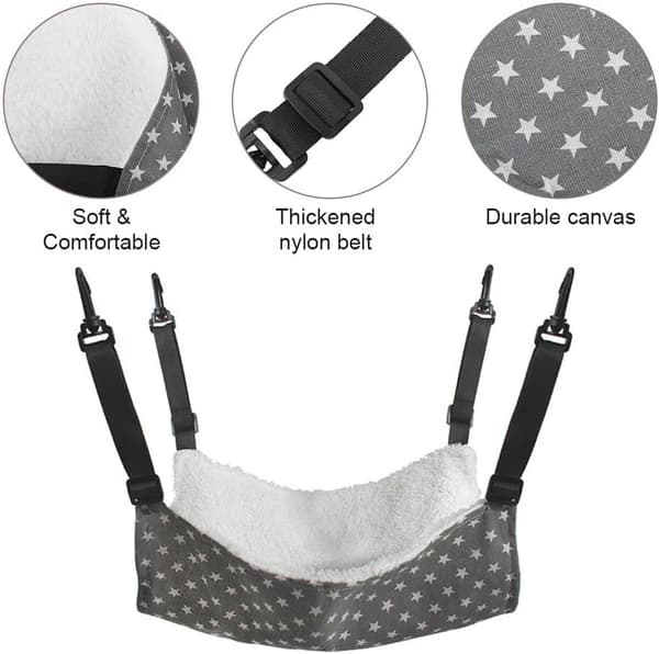 Warm Cat Hammock, Breathable Plush Cat Bed with Adjustable Straps - S - 27x27 cm (LxW)