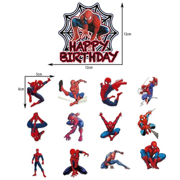 Spiderman Superhelt Tema Bursdagsfest Tilbehør Sett Ballonger Banner Kaketopper Dekorationssett For Barn Gutter