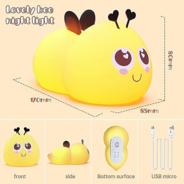 Natlamper, LED-natlamper, Kawai Bee Natlamper, Justerbar Touch USB