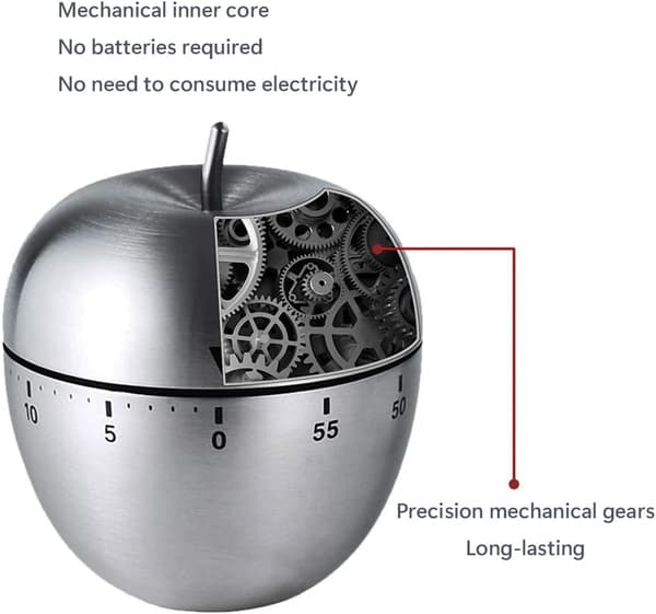 Apple Køkkenur Manuel, Mekanisk Roterende Alarm i Rustfrit Stål 60 Minutters Nedtælling Sød Æbleformet Timer til Madlavning Læring