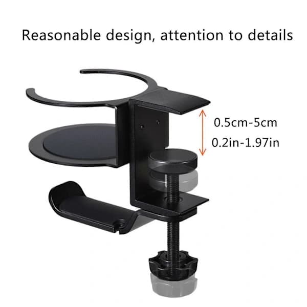 360° Rotating Cup Holder Clip Adjustable Drink Mount Water Bottle Holder Spill-Free Cup Holder Headset Hanger Silver