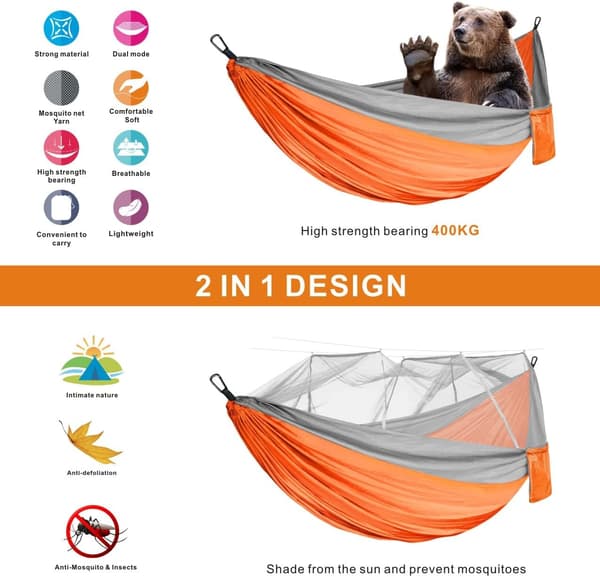 Hammock with Mosquito Net, Double Camping Hammock, Mosquito Net,