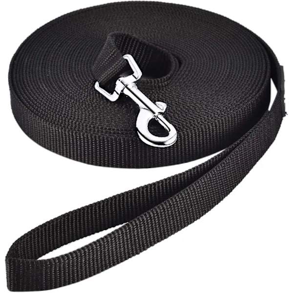 5m Black Dog Training Leash with Handle, Hands-Free Nylon Strap