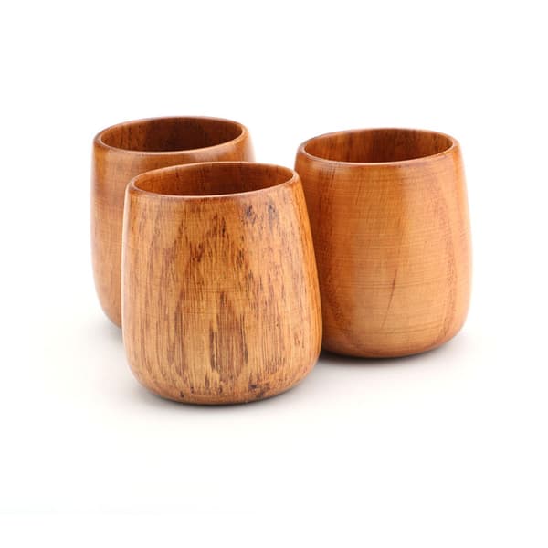 3 stk Håndlagde naturlige trekopper 8x6,5cm