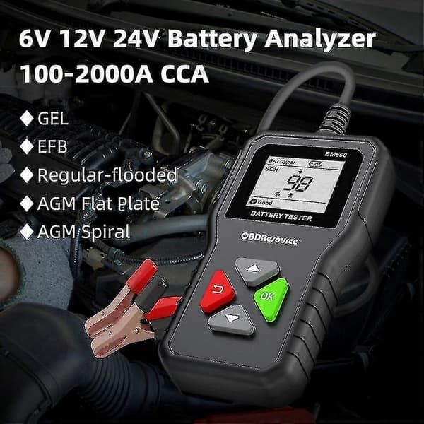 Batteritester 6v 12v 24v, 100-2000 Cca 2ah-220ah Bilgenerator Tester Digital Batterianalysator Til Bil/Lastbil