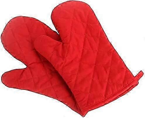 1 Pair Heat Resistant Thickened Oven Mitts (Red)
