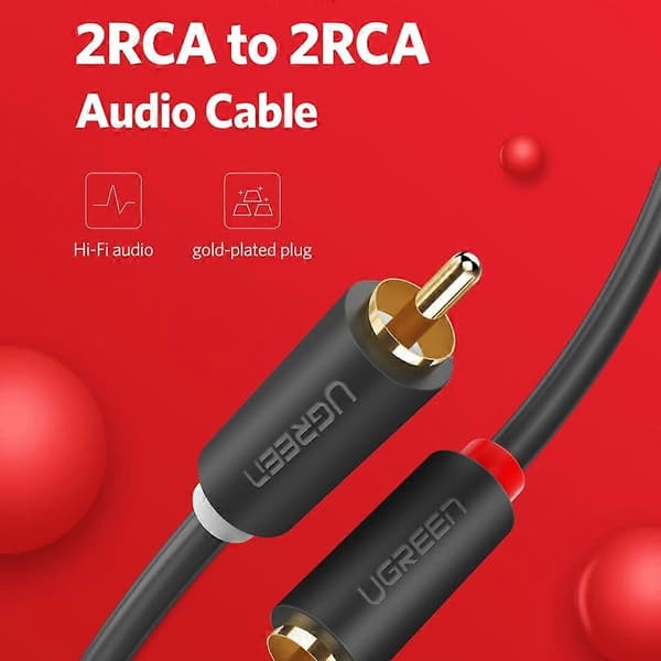 UGREEN 2m RCA Stereokabel 2 RCA Han til 2RCA Han Stereo Lydkabel til Hjemmebiograf HDTV