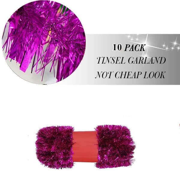10 stk Royal Pink Glitterguirlande, Kommerciel Længde Tyk Folie