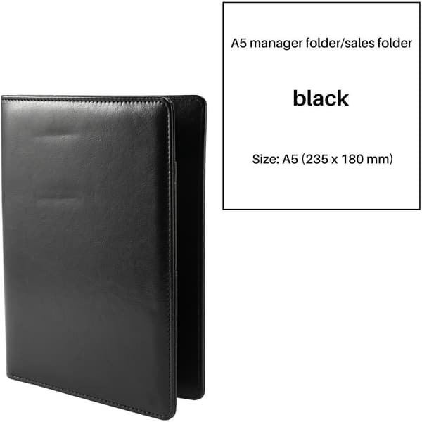 A5 Document Bag Folder File Clip Business Office Financial School Supplies (Black)