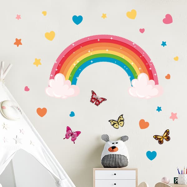 Rainbow Wall Decorative Wallpaper Self-Adhesive Wholesale Cartoon