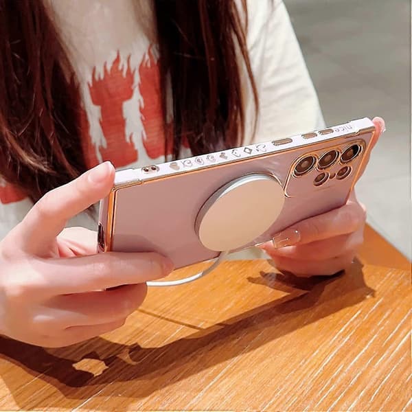 Magsafe Plated Case Compatible With Samsung Galaxy S23 Ultra, Soft Shockproof TPU Cover With Lens Protector