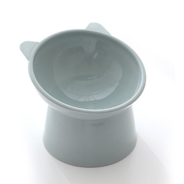 Ergonomisk katteskål med skrånende design mod spild af foder til indendørs killinger Blå Grå Blue Grey