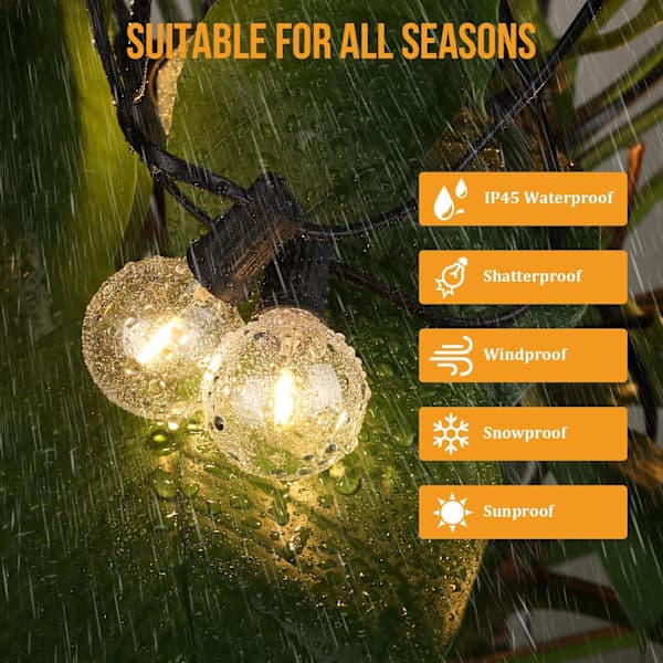 Dimmable Outdoor String Lights, 15M Outdoor String Lights with Remote Control, 25+1 Shatterproof Bulbs, IP45 Waterproof, 2700K [Energy Class E]