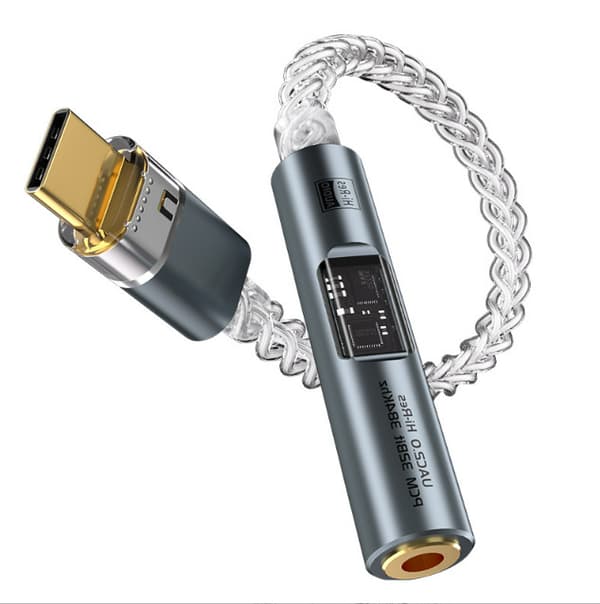 BA23 USB-C til 3,5 mm lydadapter med indbygget DAC Grå