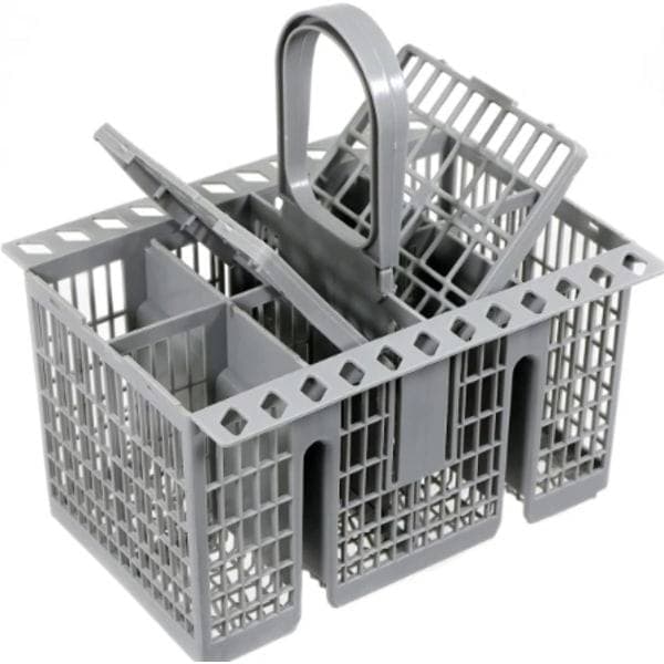 Universal Dishwasher Cutlery Basket with Removable Handle, Foldable Lids for Hotpoint Standard Models, Grey 21 x 16 cm