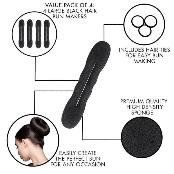 4 stk Magic Bun Maker, Skumsvamp Styler Tilbehør