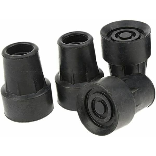 Pakke med 4 standard skridsikre stokkespidser, sorte gummispidser - 19 mm