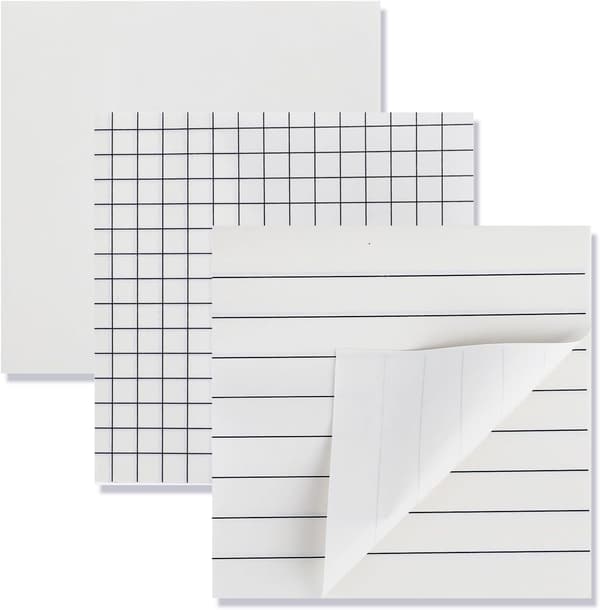 3-pack Post-it lappar 7,6 x 7,6 cm Estetiska Rutnät Söta Neutrala Post-it lappar Linjerade Memoblock, 80 Ark/Block, vit