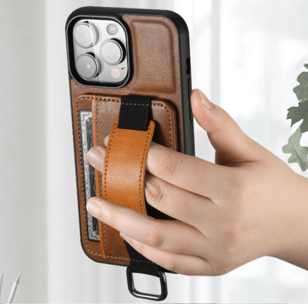 Brun, velegnet til iPhone 15 ProMax kortholder telefoncover læder