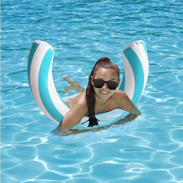 Flydende Pool-Pommes af PVC, oppustelig, stribet, sommerlege, dimensioner 76 cm -