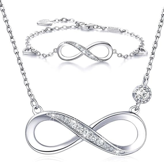 Silver 925 Sterling Silver Infinity Halsband Smyckesset