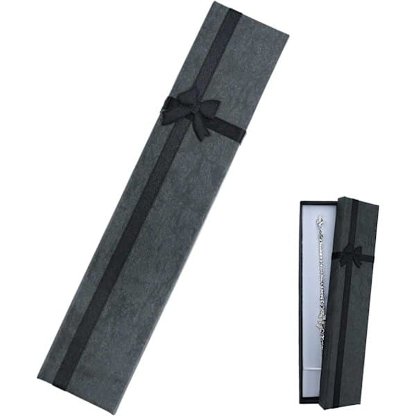 Rectangular Jewelry Gift Box Long Chain Display Case Necklace Bracelet Pendant Gift Box for Wedding Birthday Christmas Black