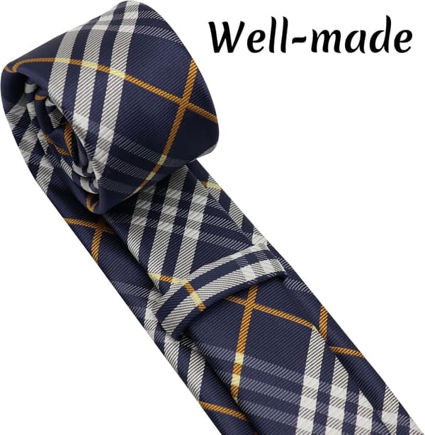 Drengebinder - Selvbinder til skole og dimission, ternet stribet design marineblå Navy Plaid