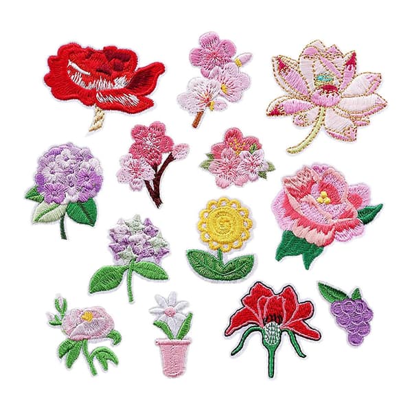 13 stk. Strygemærker Blomster, Blomsterkurv Broderi Dekorative Mærker Applikationer