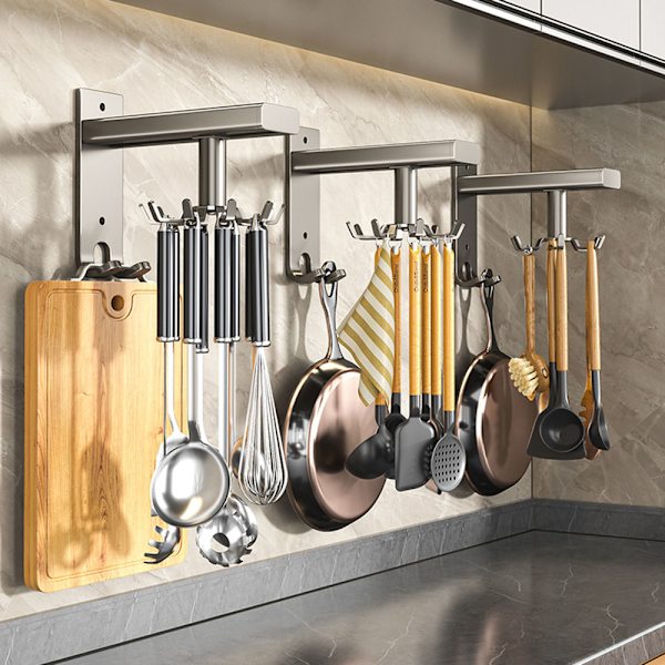 Kitchen Rotate Spoon Rack Non-drilling Multifunctional Spoon Shelf for Kitchen Supplies White White