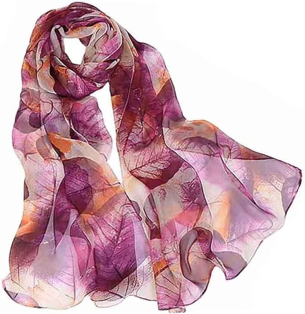 Women's Scarf, Lightweight Shawl, Elegant Floral Pattern, Sheer Scarf, Shawl, Wrap, Purple