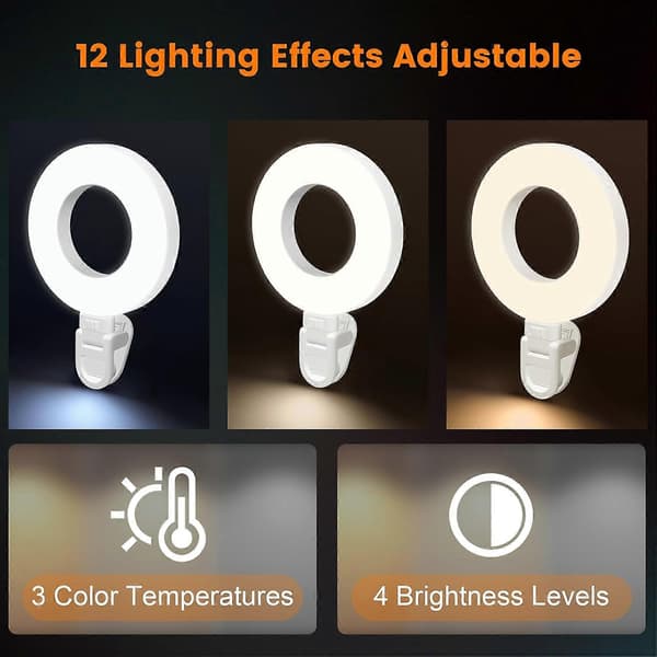 Olumiring Selfie Ring Light 3500K-8500K, Justerbar LED Ringlampe med Telefonclips til Videoopkald og Makeup